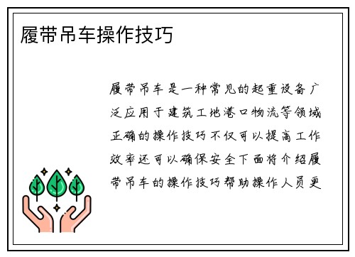 履带吊车操作技巧