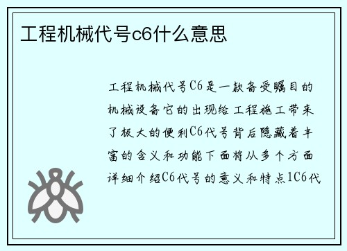 工程机械代号c6什么意思
